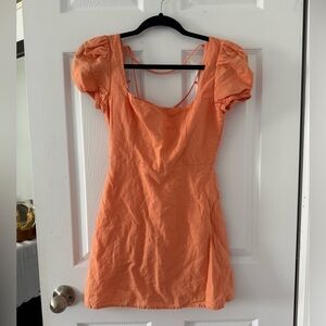 Sunday Best Orange Puff Sleeve Sundress linen